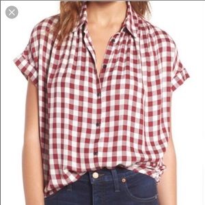 Madewell Central Shirt Gingham Burgundy Red Large